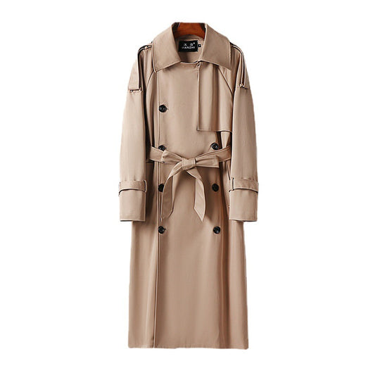 Herren Langer Doppelreihiger Trenchcoat mit Taillengürtel, Epauletten und klassischem Schalkragen Nord Taschen