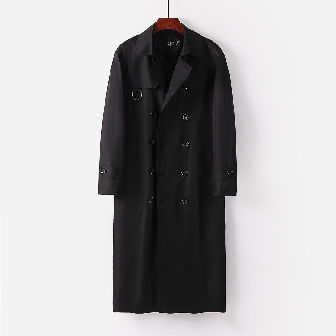 Herren Wasserabweisender Doppelreihiger Trenchcoat mit Bindegürtel und Cape-Detail Nord Taschen