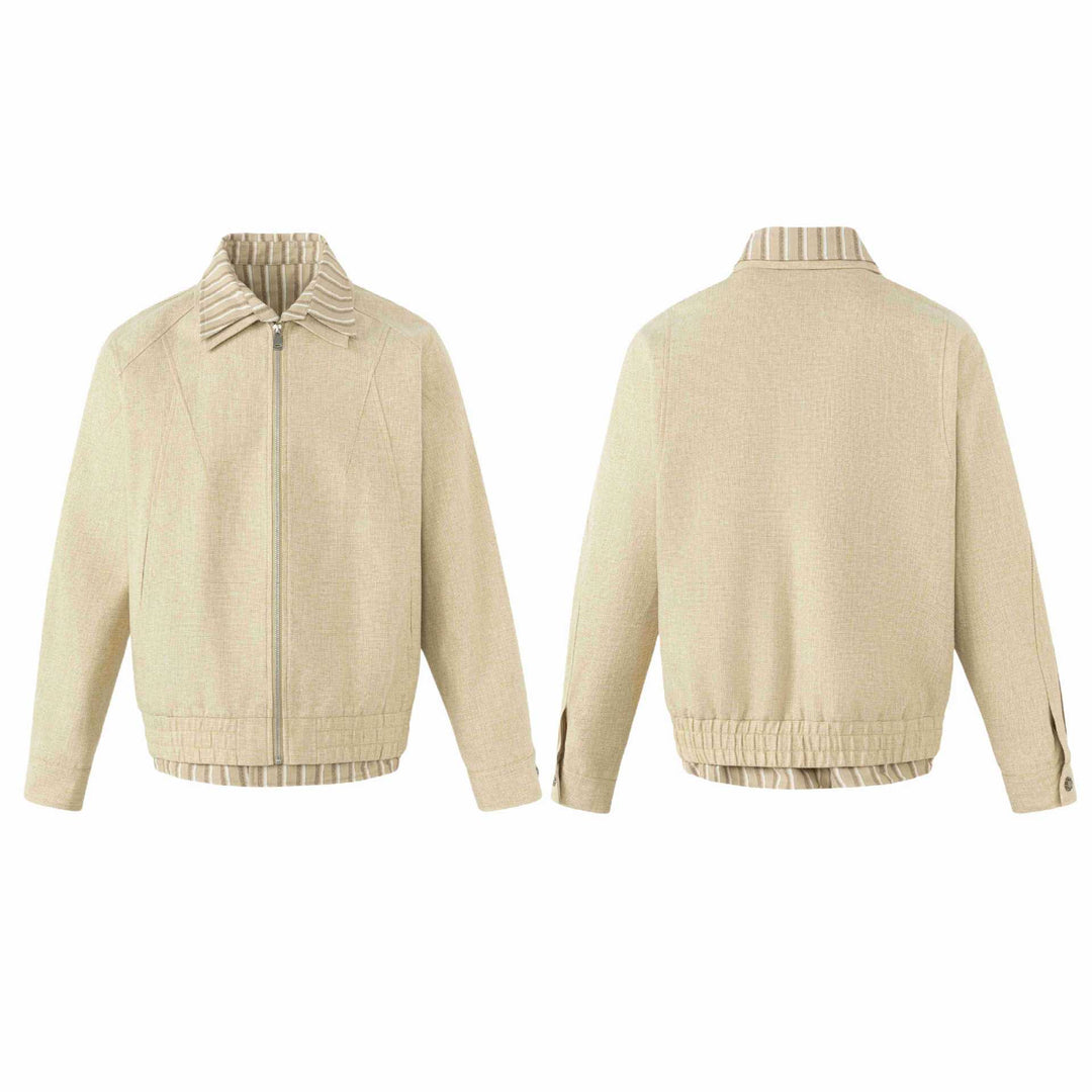Damen Leichte Boxy‑Blousonjacke aus Leinenoptik mit gestreiftem Innenkragen Nord Taschen