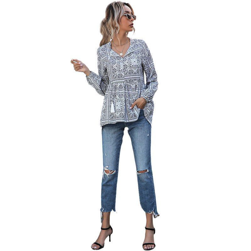 Damen Elegante Bluse mit Volantärmeln Nord Taschen