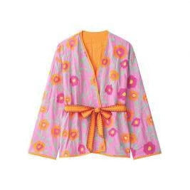 Damen Gestepptes Blumen-Kimono mit Bindegürtel Nord Taschen