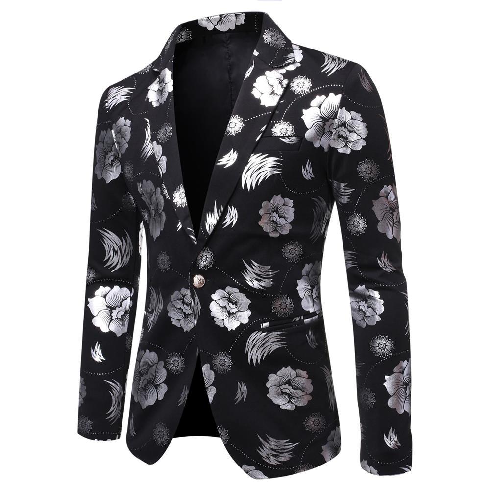 Herren Tailliertes Satin-Sakko mit Blumen-Jacquard und Schalkragen Nord Taschen
