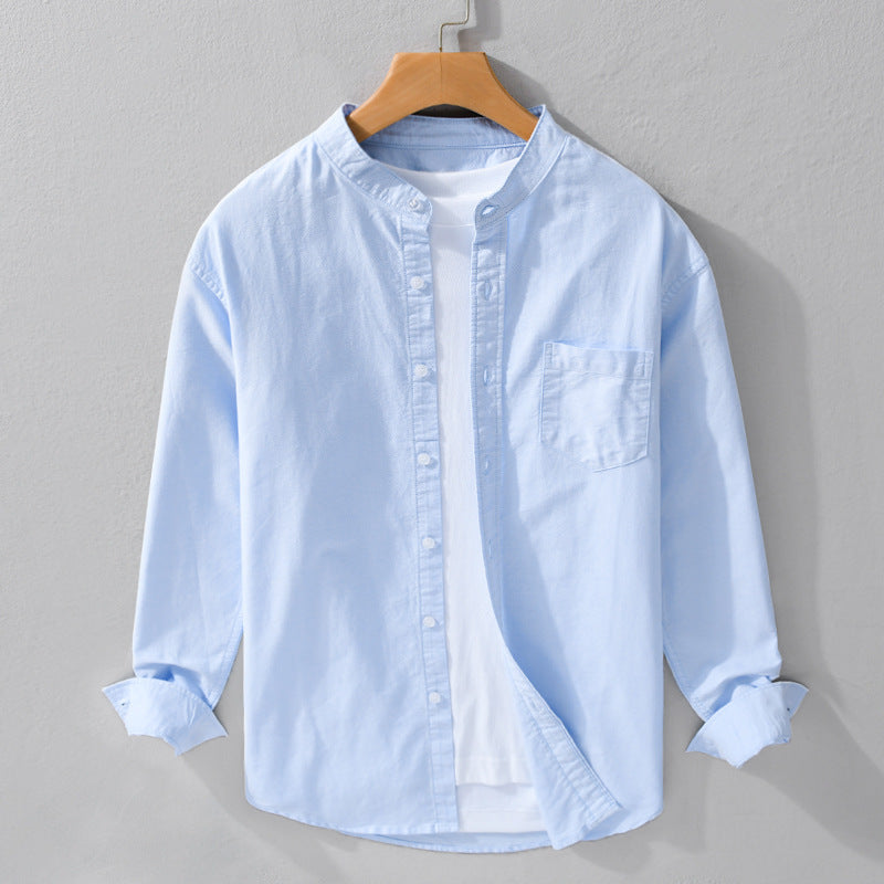 Herren Stehkragen-Overshirt aus Baumwollmix mit tonaler Brusttasche und Soft‑Touch Nord Taschen
