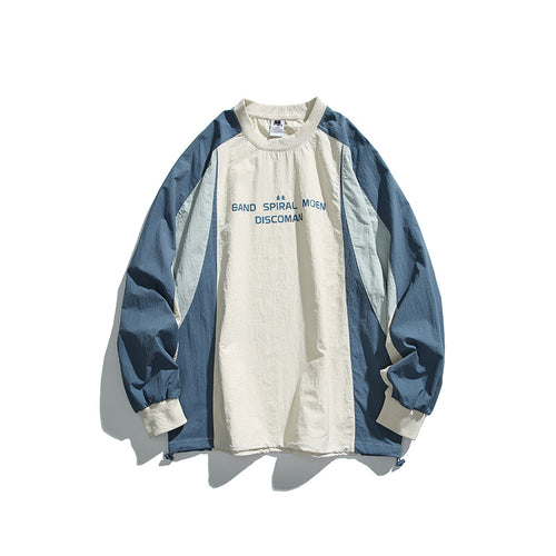 Unisex Weitgeschnittenes Colorblock-Langarmshirt aus leichter Nylon-Mischung mit Raglanärmeln und Brustprint Nord Taschen