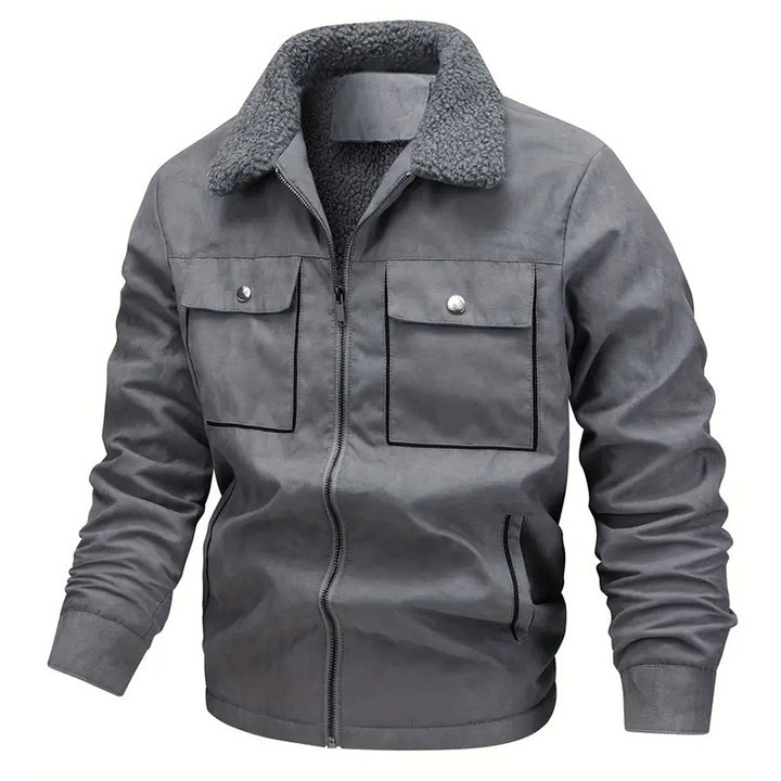 Herren  gefütterte Pilotjacke mit Teddyfell-Innenfutter, Brustklappen und durchgehendem Reißverschluss Nord Taschen
