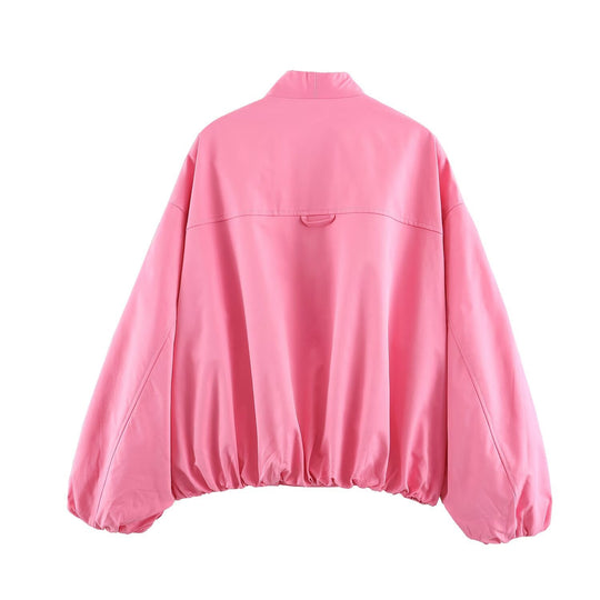 Damen Oversize-Bomberjacke mit Kimonoärmeln und Gummizugsaum Nord Taschen