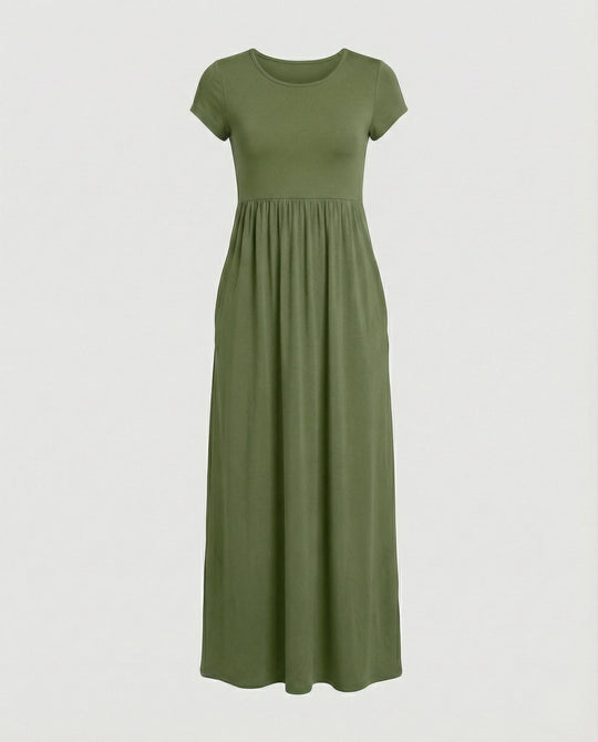 Damen Maxikleid Jersey mit Taschen
