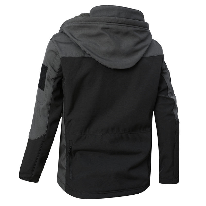 Herren Softshell-Taktikjacke mit Kapuze, verstärkten Ärmeln und Mehrfach-Reißverschlusstaschen Nord Taschen