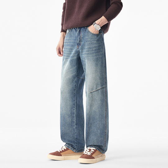 Herren Weite Denimhose mit komfortabler Bundhöhe und markanter Knie-Naht Nord Taschen