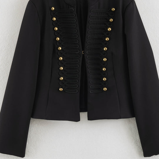 Damen Kurzblazer mit Stehkragen, Zierkordeln und Messingknöpfen Nord Taschen