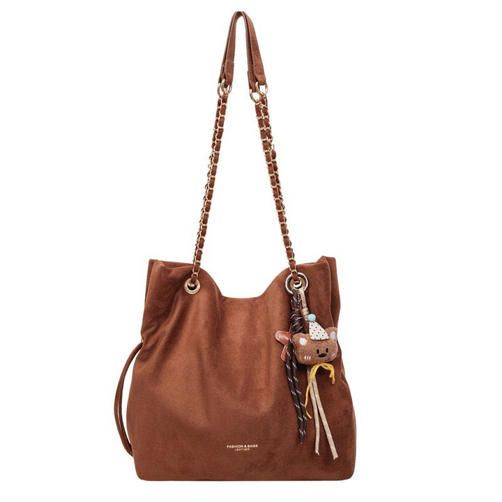 Damen elegante Hobo-Tasche aus Samt mit einzigartigem Anhänger Nord Taschen