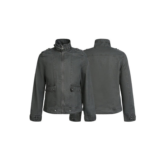 Herren Kurzjacke im Fieldstil mit hohem Schnallenkragen, Schulterklappen und Pattentaschen Nord Taschen