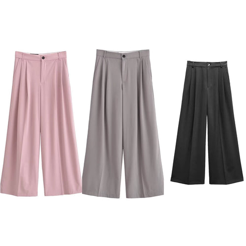 Damen Elegante High‑Waist Palazzo‑Hose mit Bundfalten und Bügelfalte Nord Taschen