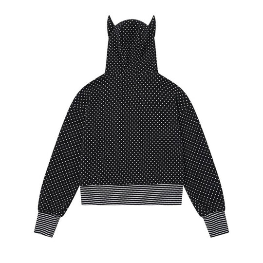 Damen Kapuzen‑Sweatjacke mit Reißverschluss, Ohr‑Applikation und Allover‑Pünktchen Nord Taschen