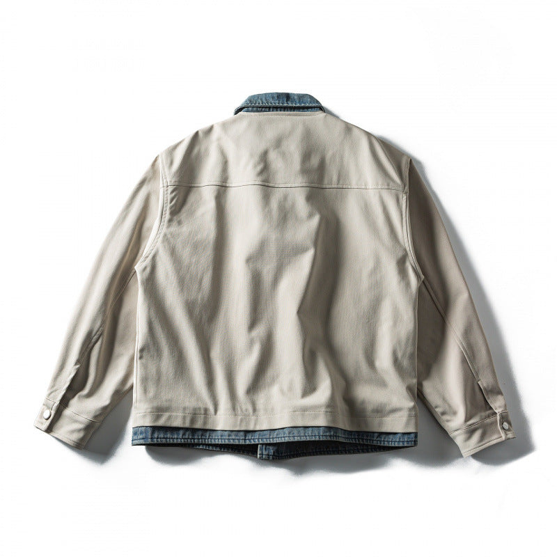 Herren Kurz geschnittene Layered‑Optik Blousonjacke mit Jeanskragen Nord Taschen