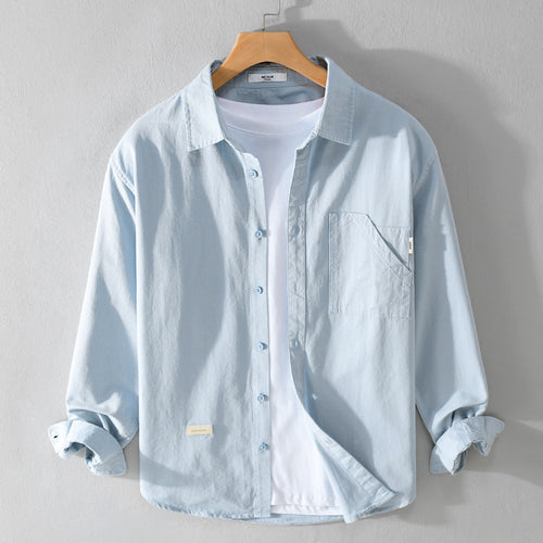 Herren Leichtes strukturiertes Baumwoll-Overshirt mit Brusttasche und entspannter Passform Nord Taschen