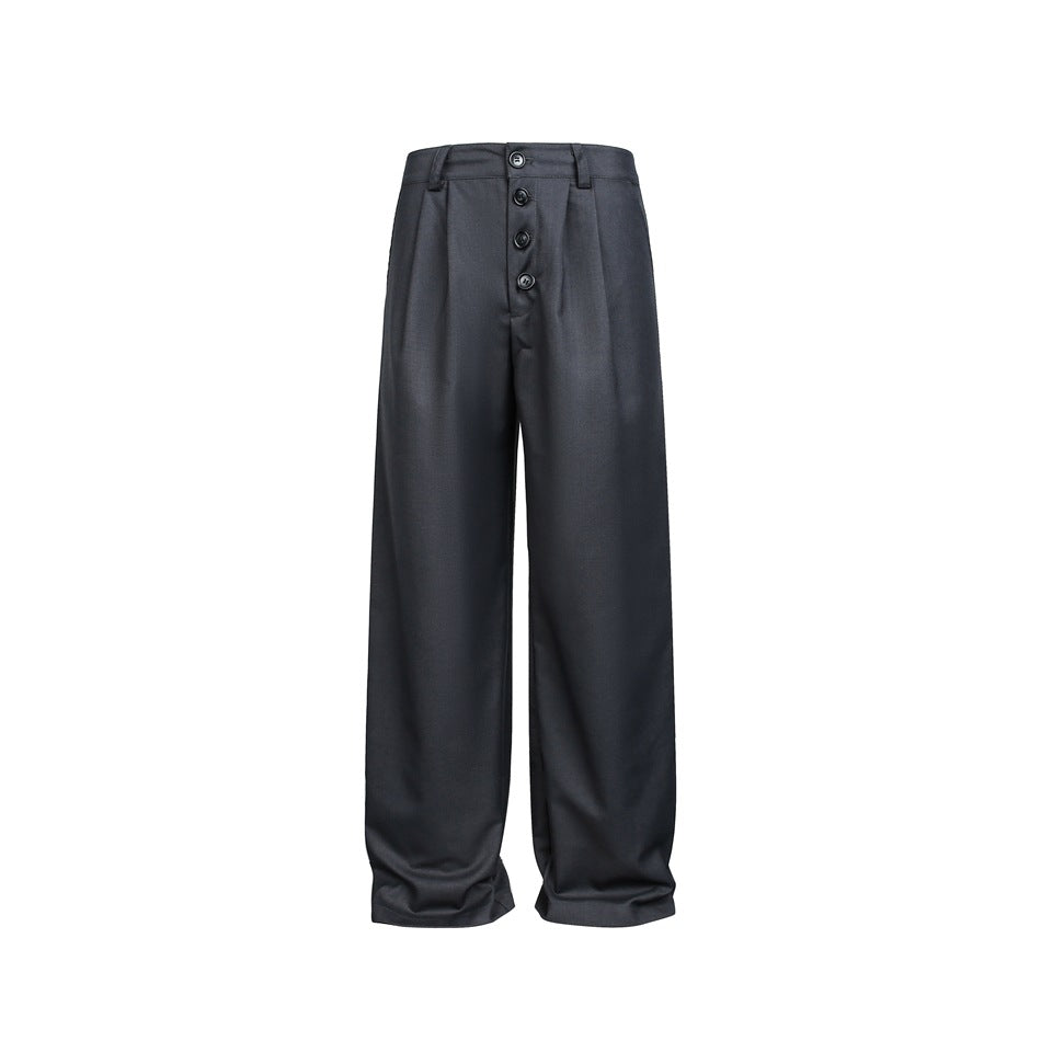 Damen Weite High-Waist Bundfaltenhose mit markanter Knopfleiste Nord Taschen
