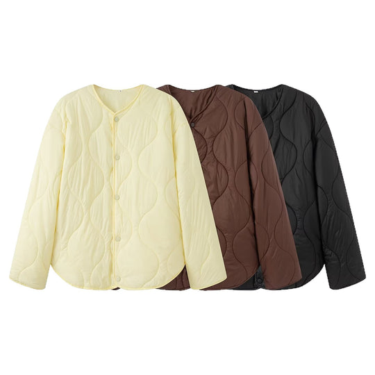 Damen Steppjacke mit Oversize‑Schnitt, Rundhals und geschwungenem Saum Nord Taschen