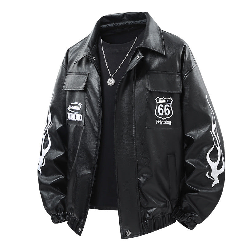 Men's  patch-detail street-style zip-up jacket with stand collar and graphic sleeve prints Nord Taschen