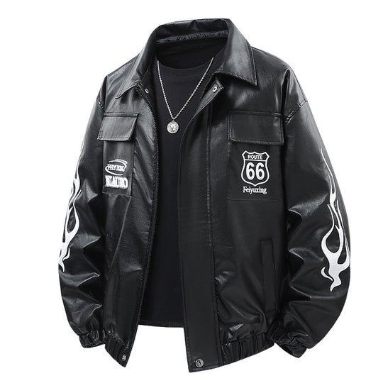 Men's  patch-detail street-style zip-up jacket with stand collar and graphic sleeve prints Nord Taschen