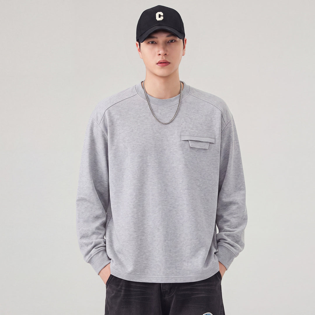 Herren Oversize Sweatshirt mit Brustklappe und Raglanärmeln Nord Taschen
