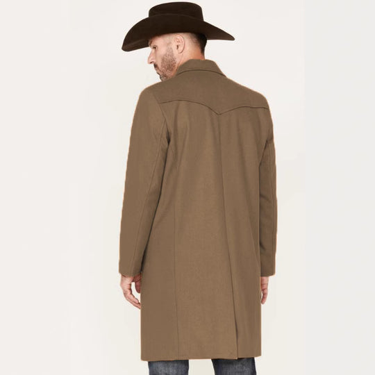 Herren Lang geschnittener Wollmantel mit Westernpasse und Pattentaschen Nord Taschen