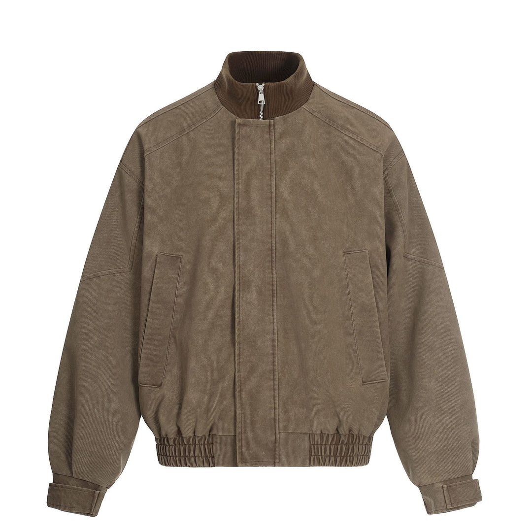 Herren Kurzboxy Blouson aus Cordstoff mit hohem Rippkragen und elastischem Saum Nord Taschen