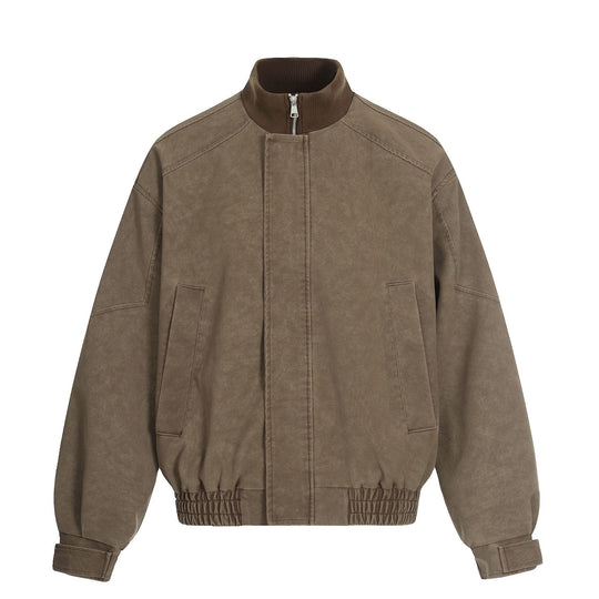 Herren Kurzboxy Blouson aus Cordstoff mit hohem Rippkragen und elastischem Saum Nord Taschen