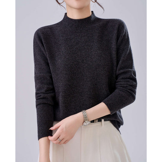 Damen Feiner Feinstrick-Pullover mit kurzem Stehkragen und Kaschmir-Optik Nord Taschen