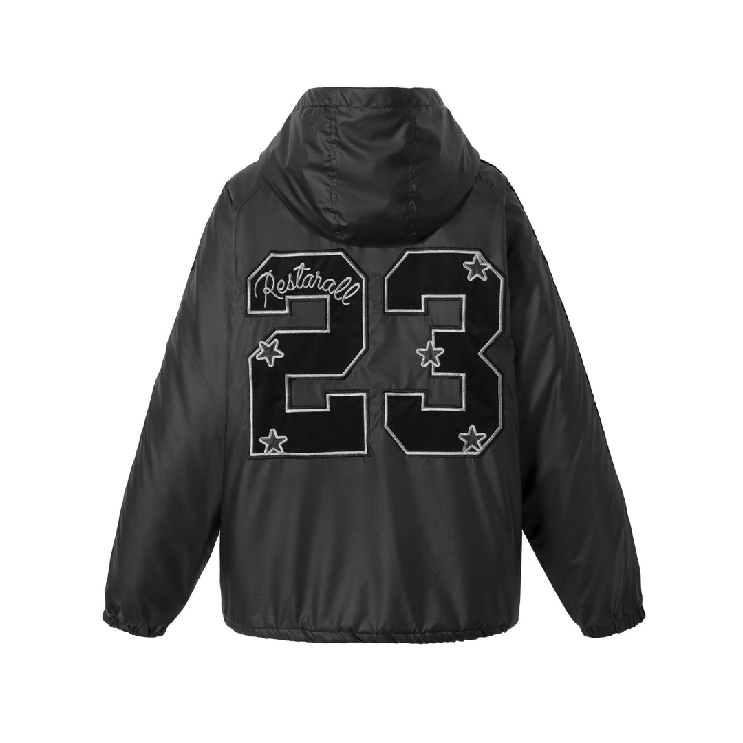 Unisex Boxy‑wattierte Kapuzenjacke mit gesticktem Wappen Nord Taschen