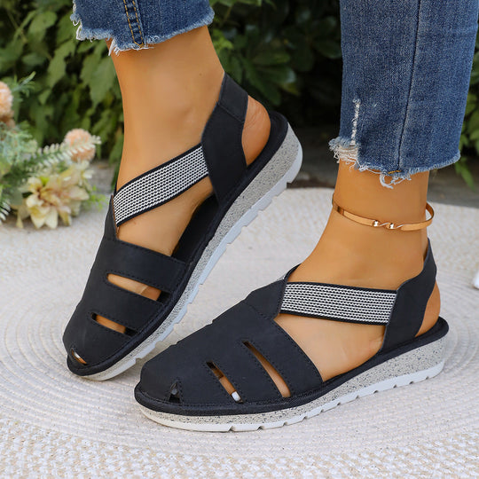 Damen Atmungsaktive Freizeitsandalen mit elastischen Riemen und ergonomischem Fußbett Nord Taschen
