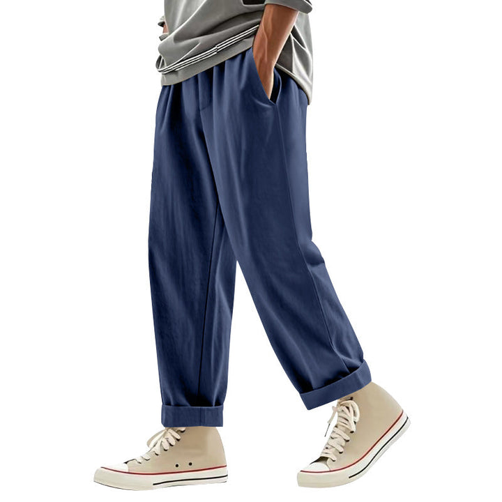Herren lockere Chino-Hosen mit seitlichen Taschen und elastischem Bund