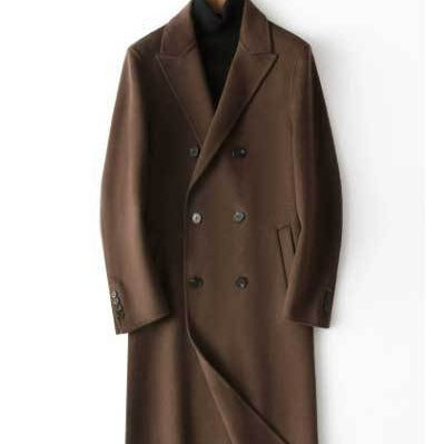 Herren Doppelreihiger Wollmantel mit Kaschmiranteil und schmaler Silhouette Nord Taschen