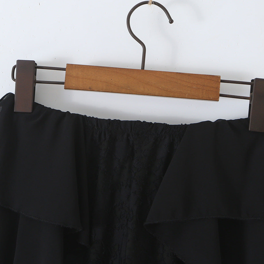 Damen Rüschenhose mit Spitze, ausgestelltem Schlag und mehrlagigen Chiffon-Volants Nord Taschen