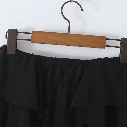 Damen Rüschenhose mit Spitze, ausgestelltem Schlag und mehrlagigen Chiffon-Volants Nord Taschen
