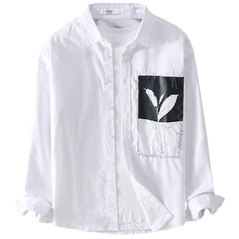 Herren Overshirt-Hemd mit Print-Patch und integriertem T-Shirt Nord Taschen