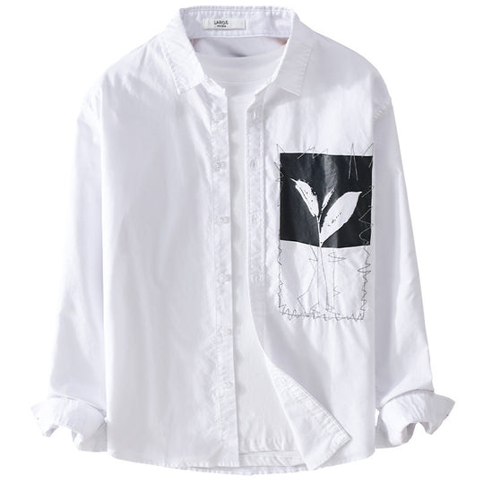 Herren Overshirt-Hemd mit Print-Patch und integriertem T-Shirt Nord Taschen