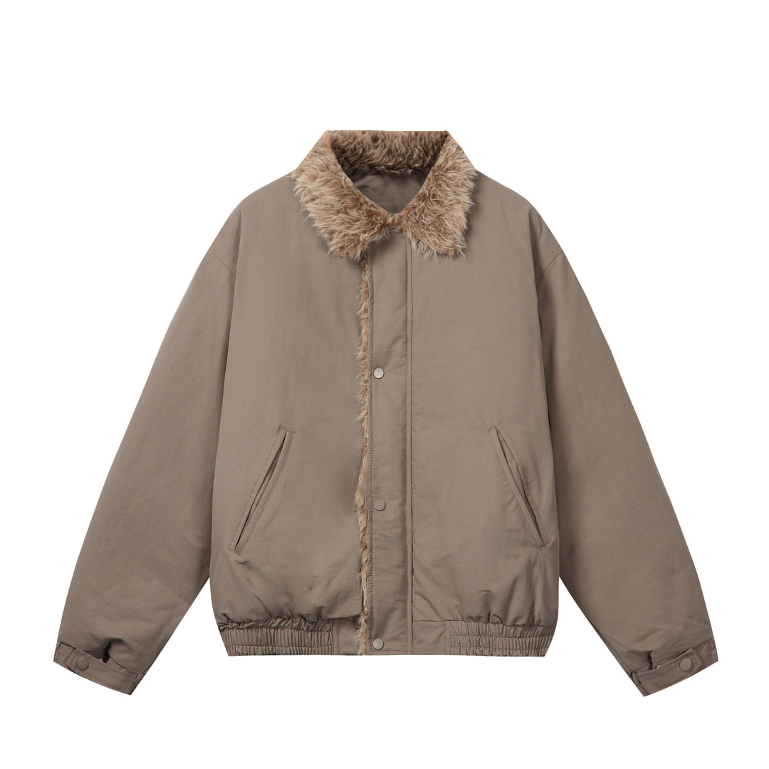 Damen Minimalistische Thermo‑Blousonjacke mit Kunstfell‑Umlegekragen und elastischem Tunnelzugsaum Nord Taschen