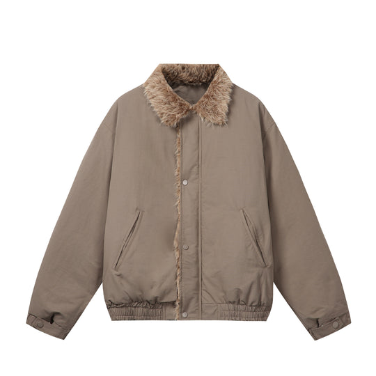 Damen Minimalistische Thermo‑Blousonjacke mit Kunstfell‑Umlegekragen und elastischem Tunnelzugsaum Nord Taschen