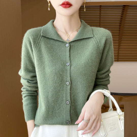 Damen Kuscheliger Reverskragen-Cardigan im Kaschmir-Look mit Mohair-Effekt Nord Taschen