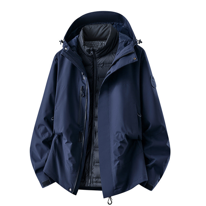 Herren wasserdichte Outdoorjacke mit abnehmbarer Fleece-Innenjacke Nord Taschen