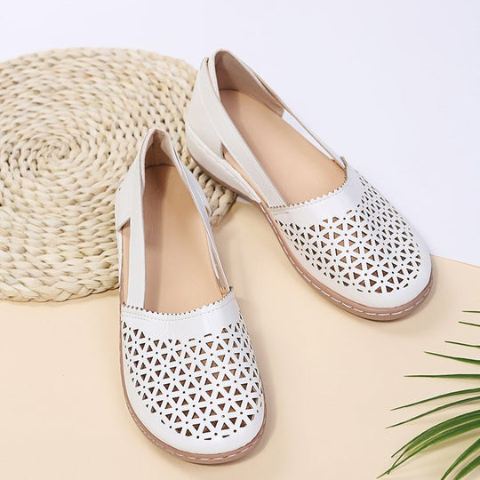 Damen Atmungsaktive Ballerinas mit modischem Lochmuster