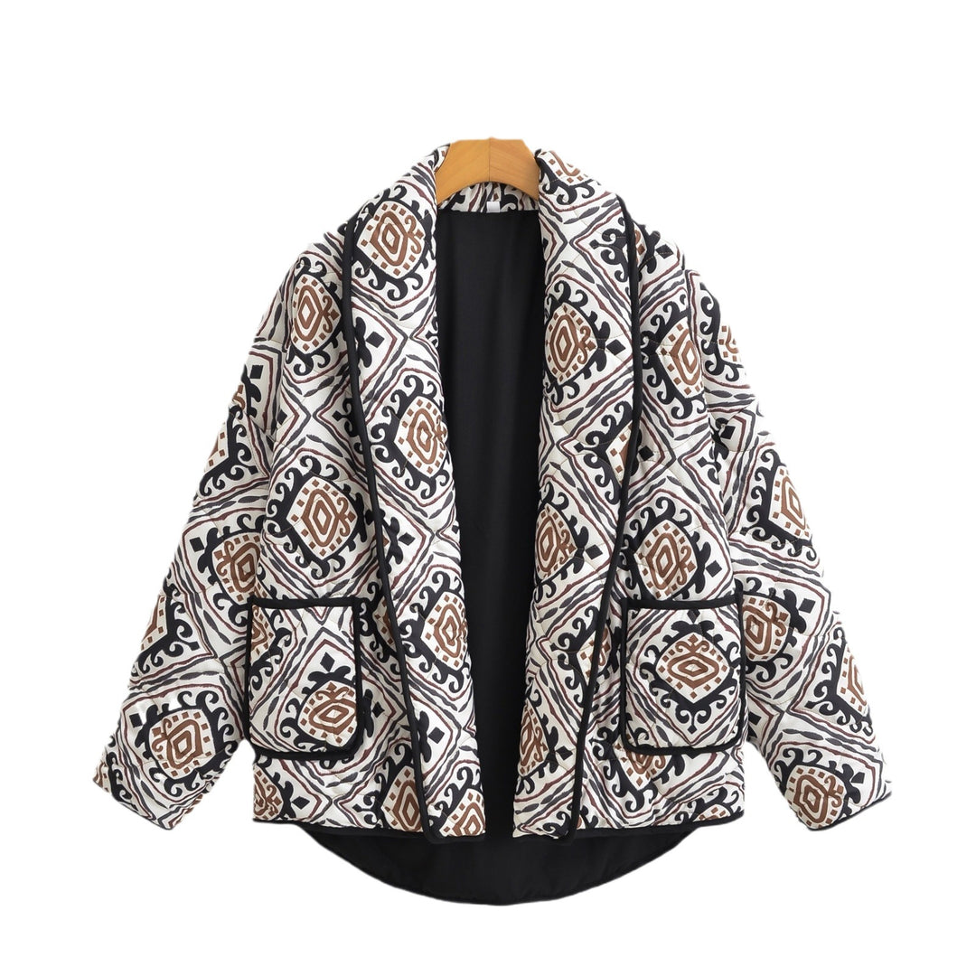 Damen Stepp-Kimonojacke mit grafischem Ethno-Print und Taillengürtel Nord Taschen