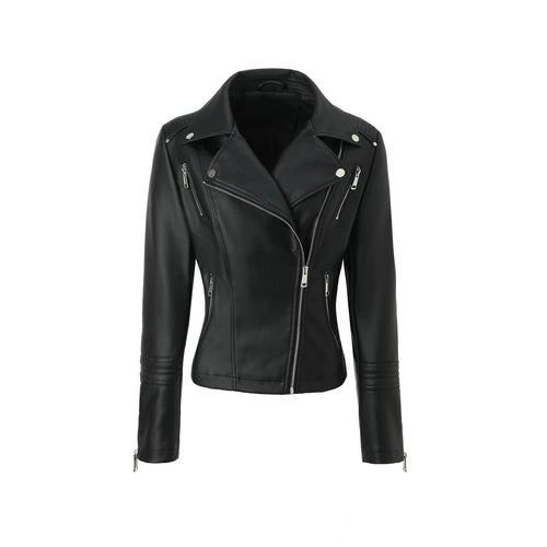 Damen Taillierte Bikerjacke aus softem Kunstleder mit gesteppter Schulter- und Ärmelpartie Nord Taschen