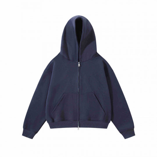 Unisex Oversize Kapuzenzipjacke aus schwerer Sweatqualität mit Zwei-Wege-Reißverschluss und Kängurutasche Nord Taschen