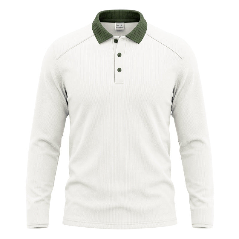 Herren Langarm-Polo aus feinem Rippstrick mit Kontrastkragen und Knopfleiste Nord Taschen