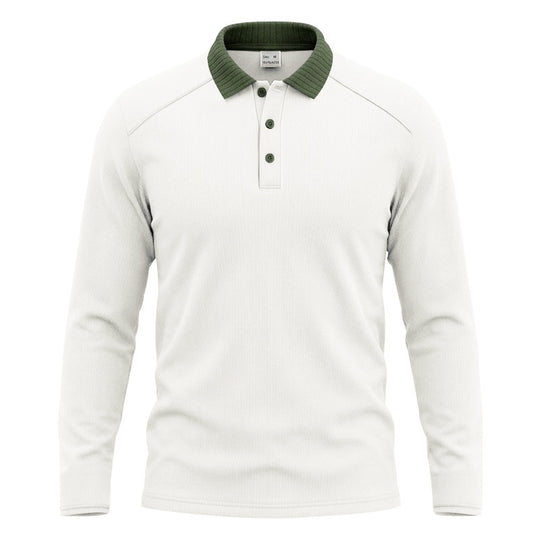 Herren Langarm-Polo aus feinem Rippstrick mit Kontrastkragen und Knopfleiste Nord Taschen