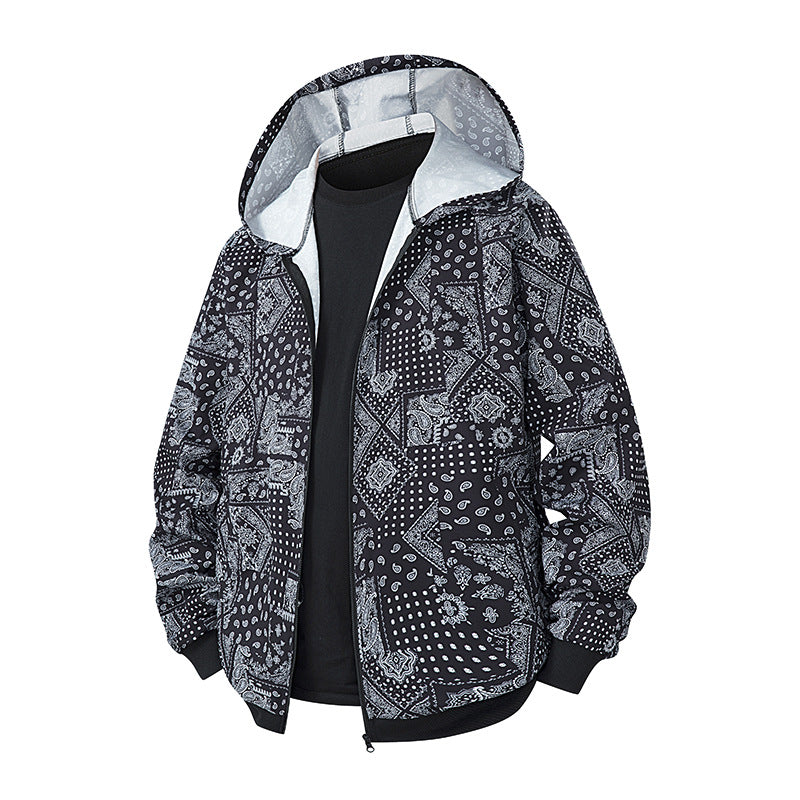 Unisex Leichte Kapuzenjacke im Ethno-Print mit durchgehendem Reißverschluss Nord Taschen