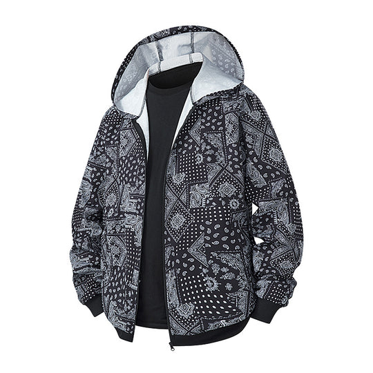 Unisex Leichte Kapuzenjacke im Ethno-Print mit durchgehendem Reißverschluss Nord Taschen