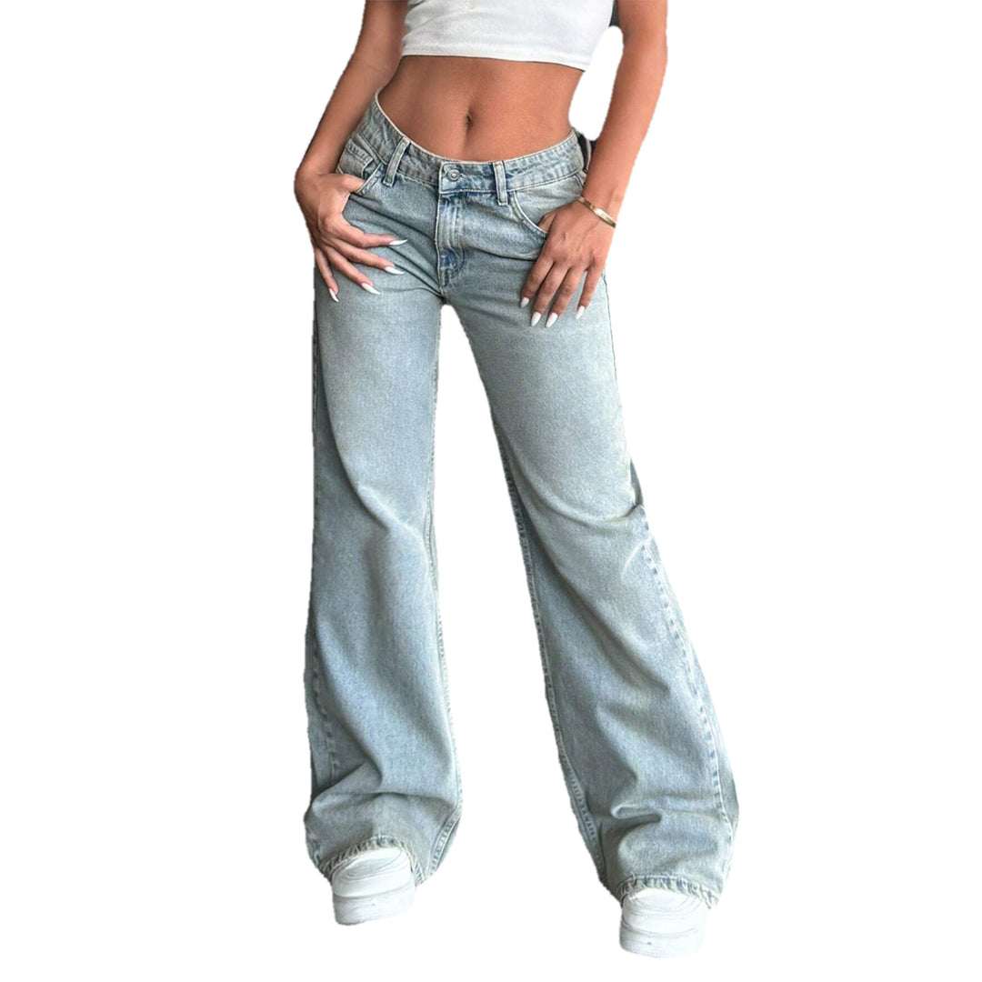 Damen Tief sitzende weite Schlagjeans aus Vintage-Denim Nord Taschen